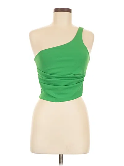 Pre-owned Zara Sleeveless Top Green One Shoulder Neckline Tops
