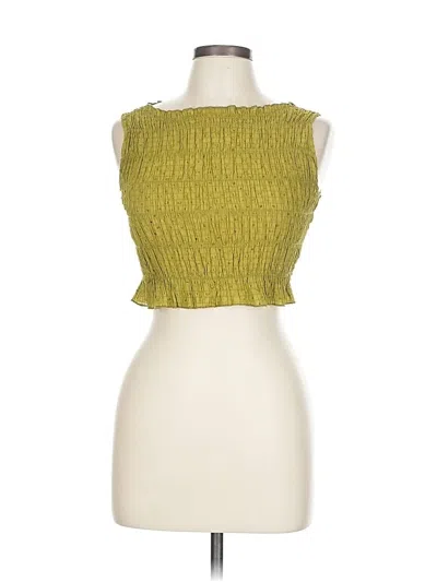 Pre-owned Zara Sleeveless Top Green Strapless Neckline Tops