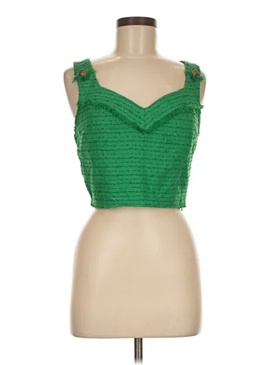 Zara Sleeveless Top Green Sweetheart Neckline Tops In Black