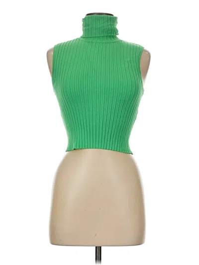 Pre-owned Zara Sleeveless Top Green Turtleneck Tops