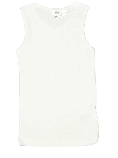 Pre-owned Zara Kids' Sleeveless Top Ivory Crew Neck Tops In White