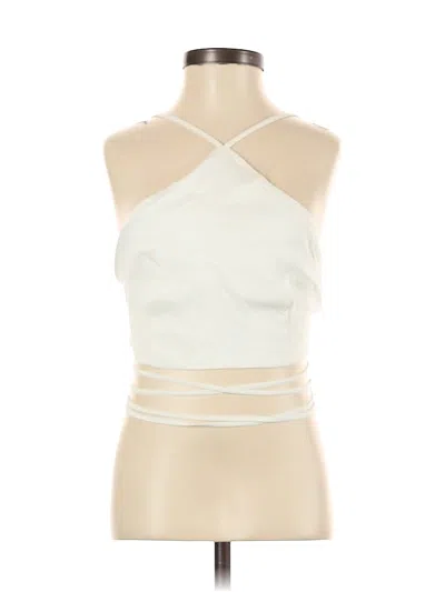 Pre-owned Zara Sleeveless Top Ivory Halter Neckline Tops In White