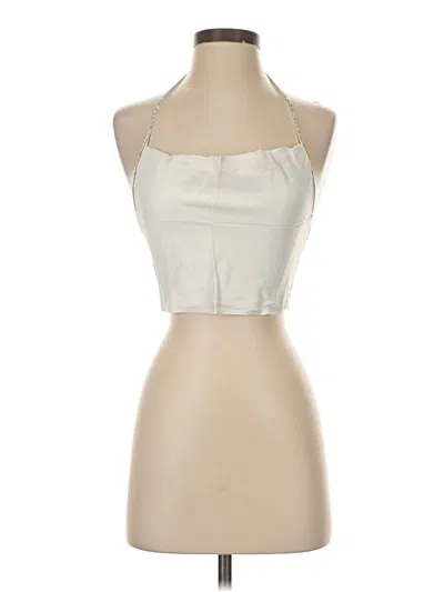 Pre-owned Zara Sleeveless Top Ivory Halter Neckline Tops In White
