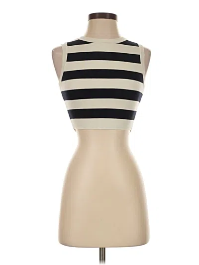 Pre-owned Zara Sleeveless Top Ivory High Neck Tops
