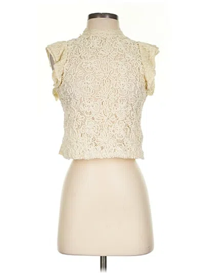 Pre-owned Zara Sleeveless Top Ivory High Neck Tops