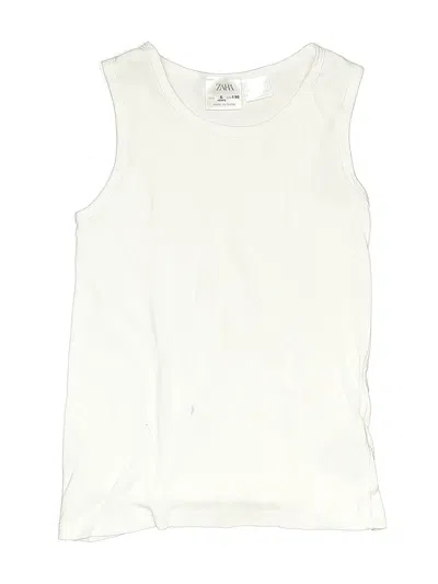 Pre-owned Zara Kids' Sleeveless Top Ivory Scoop Neck Tops In White