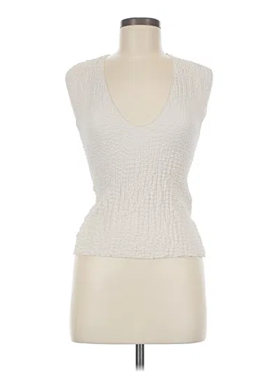 Pre-owned Zara Sleeveless Top Ivory Scoop Neck Tops In White