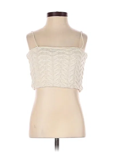 Pre-owned Zara Sleeveless Top Ivory Square Neckline Tops In White