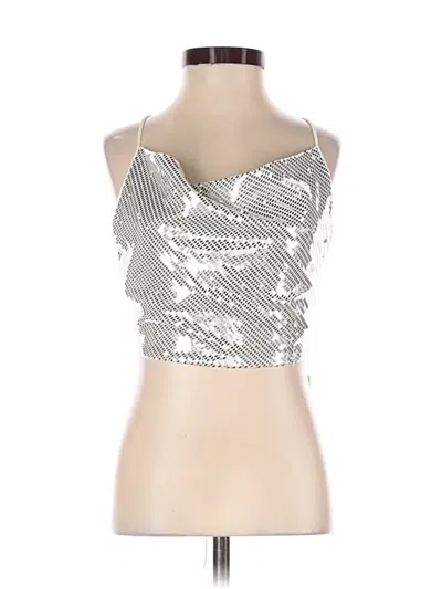 Zara Sleeveless Top Ivory Strapless Neckline Tops In Silver
