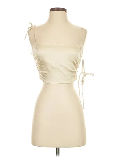 Pre-owned Zara Sleeveless Top Ivory Strapless Neckline Tops In White
