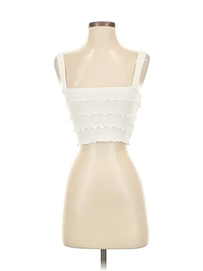 Pre-owned Zara Sleeveless Top Ivory Sweetheart Neckline Tops In White