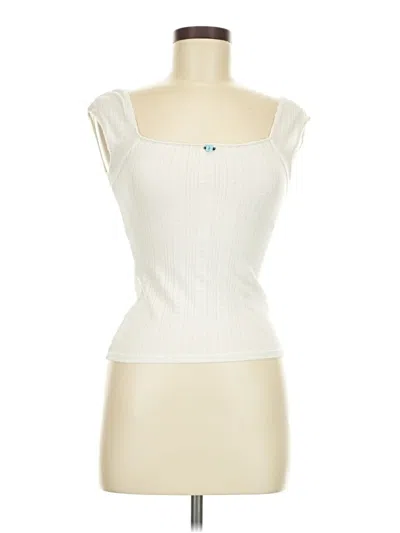 Pre-owned Zara Sleeveless Top Ivory Sweetheart Neckline Tops In White