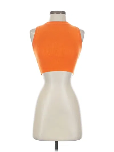 Pre-owned Zara Sleeveless Top Orange Halter Neckline Tops
