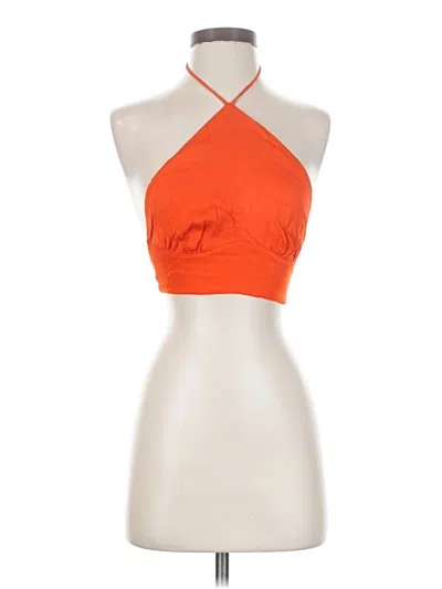 Pre-owned Zara Sleeveless Top Orange Halter Neckline Tops