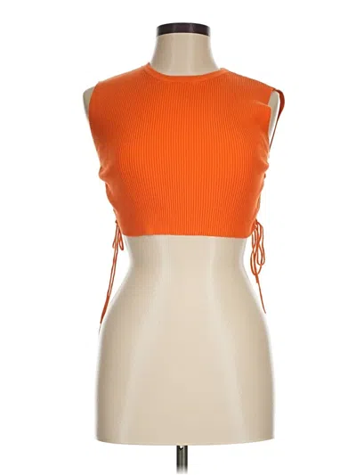 Pre-owned Zara Sleeveless Top Orange Halter Neckline Tops