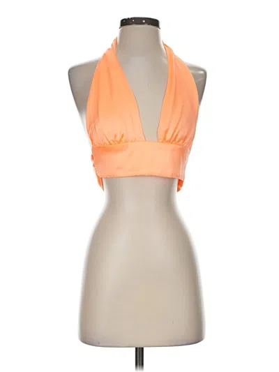 Pre-owned Zara Sleeveless Top Orange Halter Neckline Tops