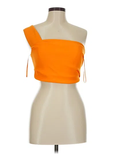 Pre-owned Zara Sleeveless Top Orange One Shoulder Neckline Tops