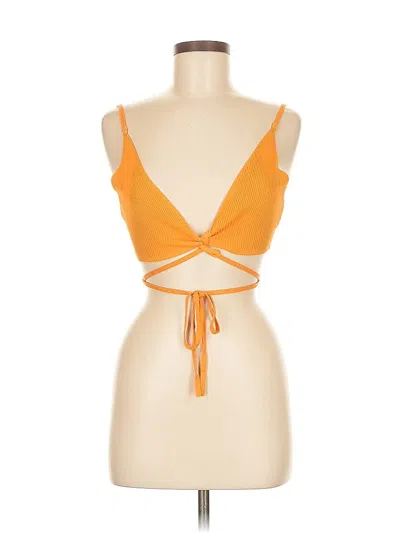 Pre-owned Zara Sleeveless Top Orange Plunge Neckline Tops