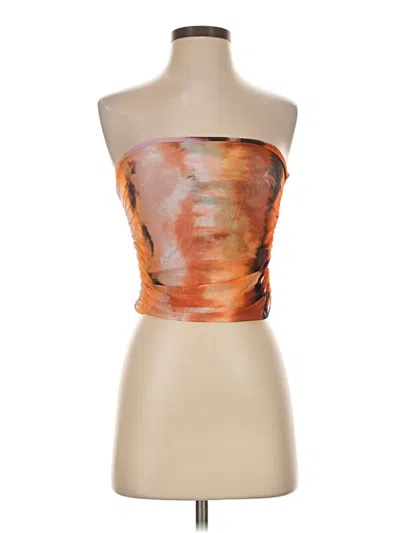 Pre-owned Zara Sleeveless Top Orange Strapless Neckline Tops