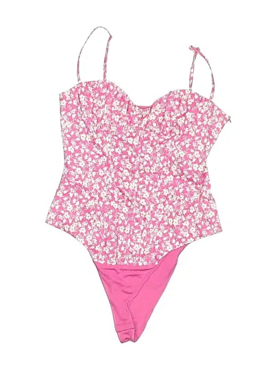 Pre-owned Zara Sleeveless Top Pink Floral Pattern Sweetheart Neckline Tops