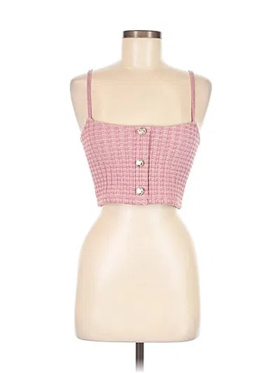 Zara Sleeveless Top Pink Square Neckline Tops