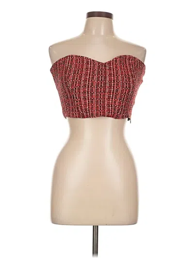 Zara Sleeveless Top Red Strapless Neckline Tops