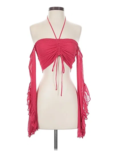 Zara Sleeveless Top Red Strapless Neckline Tops