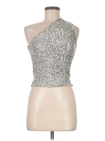 Pre-owned Zara Sleeveless Top Silver One Shoulder Neckline Tops