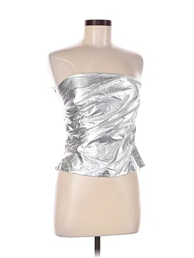 Pre-owned Zara Sleeveless Top Silver Strapless Neckline Tops