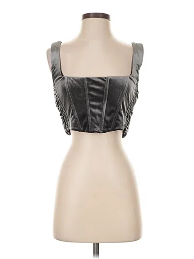 Zara Sleeveless Top Silver Sweetheart Neckline Tops