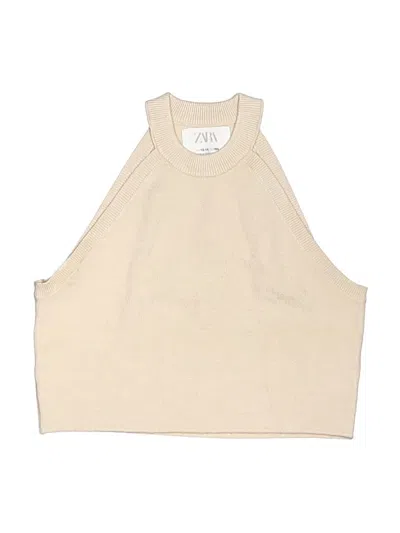 Pre-owned Zara Kids' Sleeveless Top Tan Halter Neckline Tops