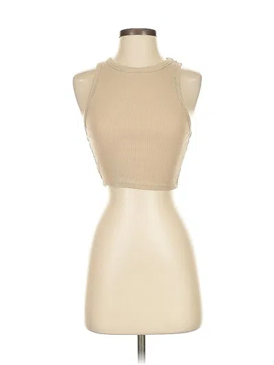 Pre-owned Zara Sleeveless Top Tan Halter Neckline Tops In Brown