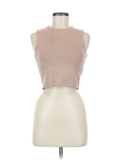 Pre-owned Zara Sleeveless Top Tan Halter Neckline Tops In Brown