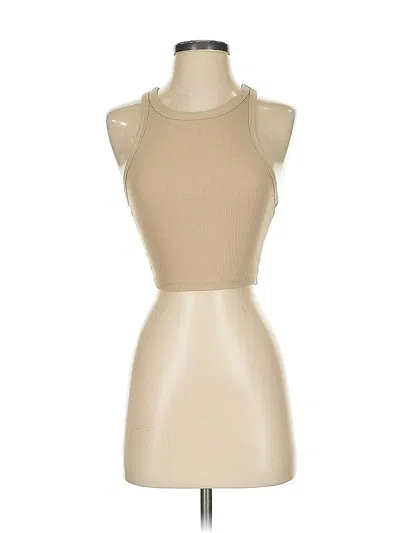Pre-owned Zara Sleeveless Top Tan Halter Neckline Tops In Brown