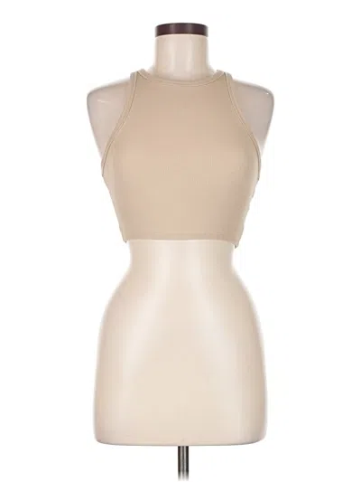 Pre-owned Zara Sleeveless Top Tan Halter Neckline Tops In Brown