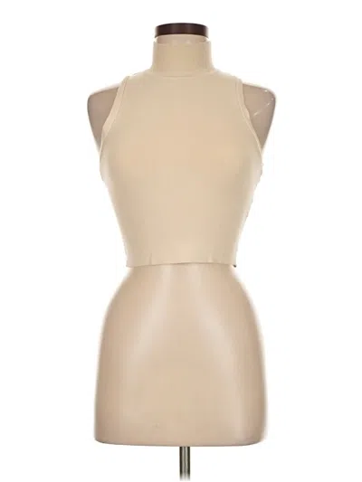 Pre-owned Zara Sleeveless Top Tan Halter Neckline Tops In Brown
