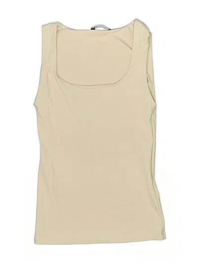 Pre-owned Zara Sleeveless Top Tan Scoop Neck Tops In Brown