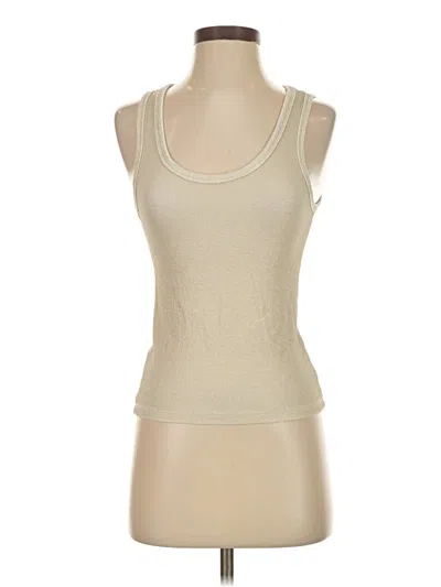 Pre-owned Zara Sleeveless Top Tan Scoop Neck Tops In Brown