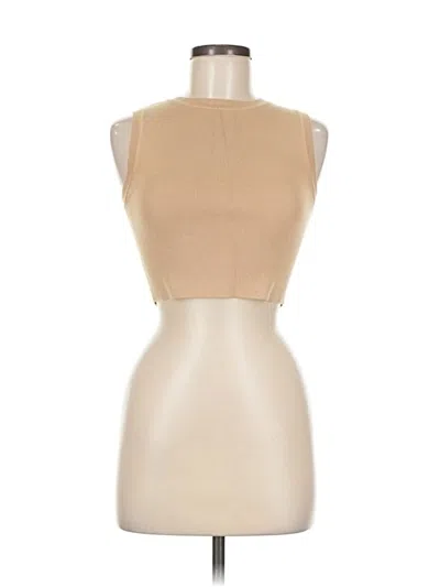 Pre-owned Zara Sleeveless Top Tan Strapless Neckline Tops In Brown