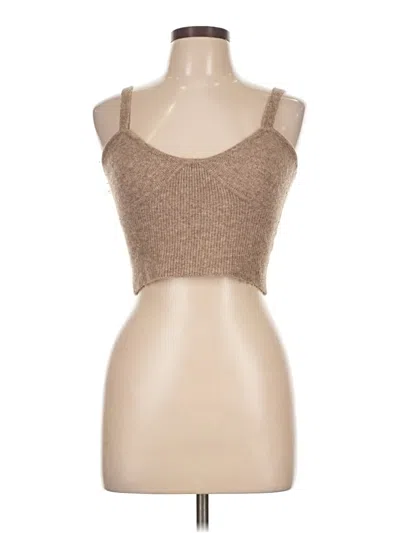 Pre-owned Zara Sleeveless Top Tan Sweetheart Neckline Tops In Brown