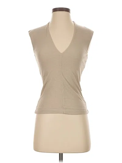 Zara Sleeveless Top Tan V-neck Tops In Gray