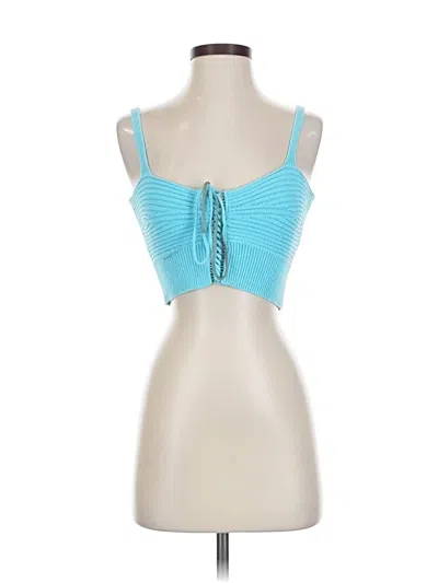 Pre-owned Zara Sleeveless Top Teal Sweetheart Neckline Tops In Blue
