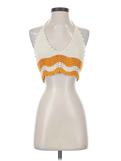 Pre-owned Zara Sleeveless Top Yellow Halter Neckline Tops
