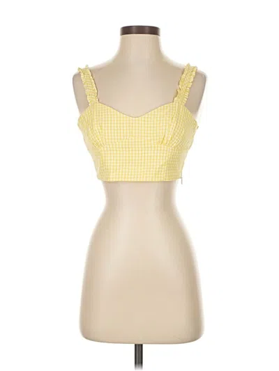 Pre-owned Zara Sleeveless Top Yellow Sweetheart Neckline Tops