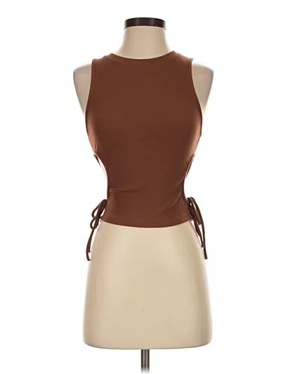 Pre-owned Zara Sleeveless T-shirt In Brown