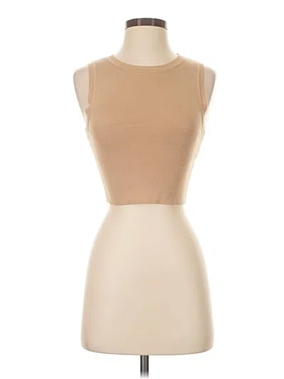 Pre-owned Zara Sleeveless T-shirt In Tan