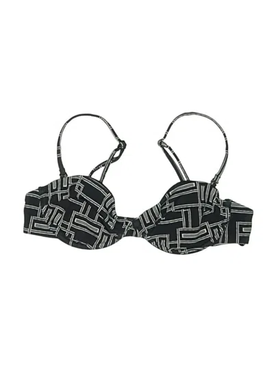 Pre-owned Zara Swimsuit Top Black Graphic Pattern Swimwear