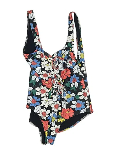 Pre-owned Zara Swimsuit Top Blue Floral Pattern Swimwear