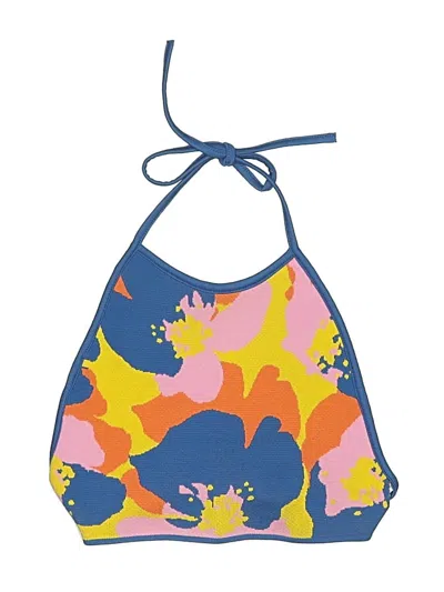 Pre-owned Zara Swimsuit Top Blue Print Pattern Swimwear