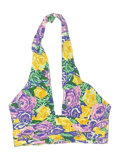 Pre-owned Zara Swimsuit Top Yellow Floral Pattern Swimwear